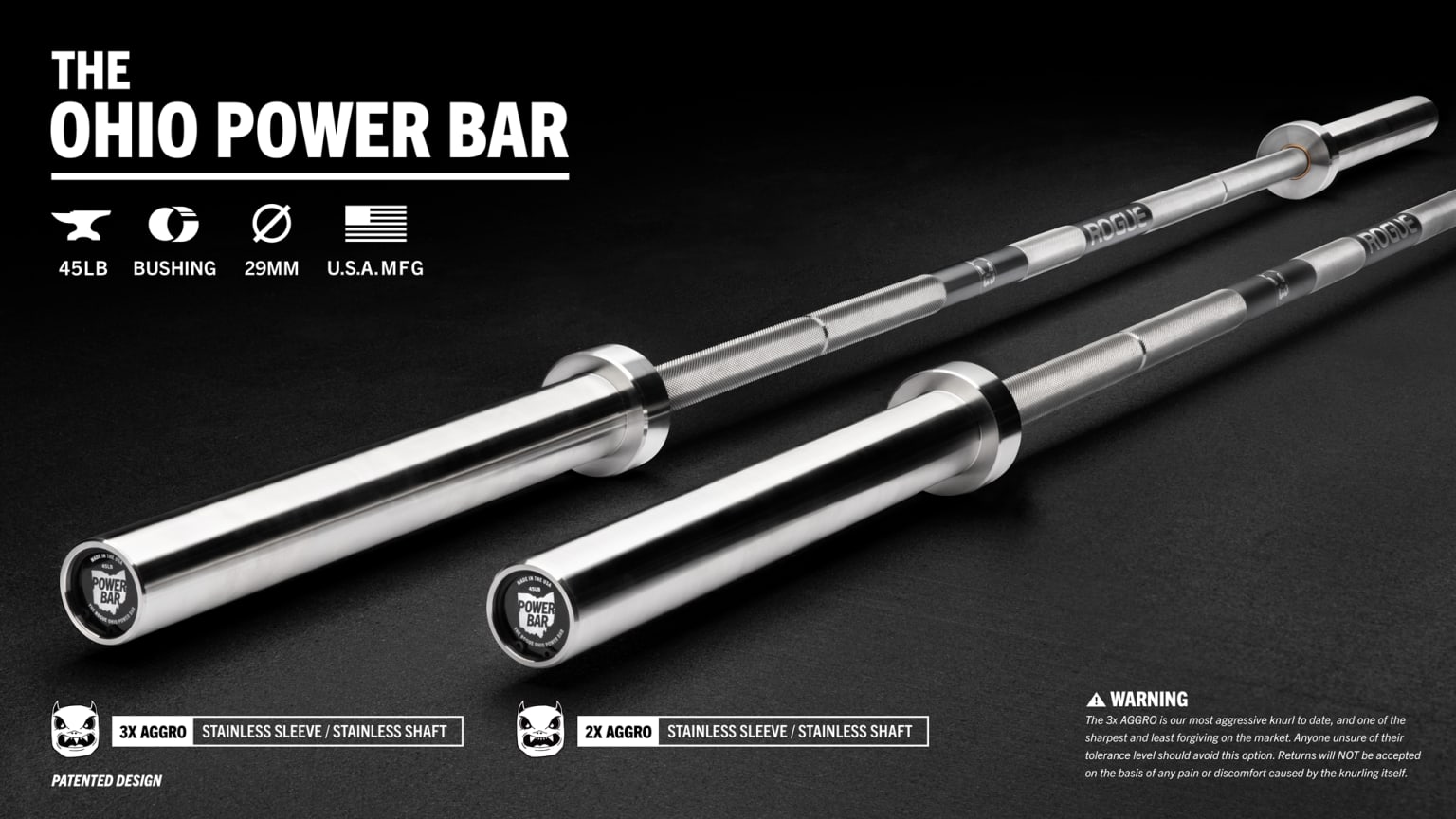 Rogue 45LB Ohio Power Bar AGGRO Rogue Fitness Australia